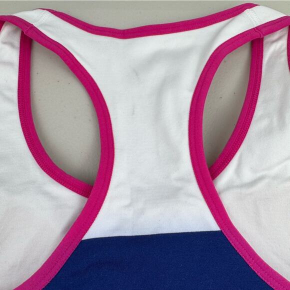 Tommy Hilfiger Sport Pink/Blue/White Sports Bra Racerback Size Medium Low Impact - Picture 6 of 6